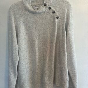 J. Crew Light Gray Buttoned Turtleneck Sweater